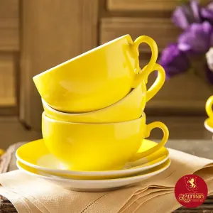 فنجان و نعلبکی کاپوچینو، لاته چینی زرین طرح آفتاب