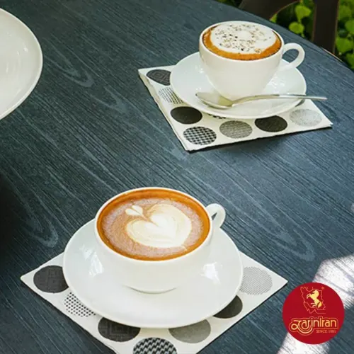 فنجان و نعلبکی کاپوچینو، لاته چینی زرین سفید