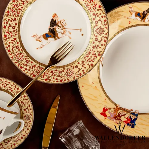 چیدمان سرویس چینی والندورفر Wallendorfer شهرزاد طرح چوگان 12 نفره