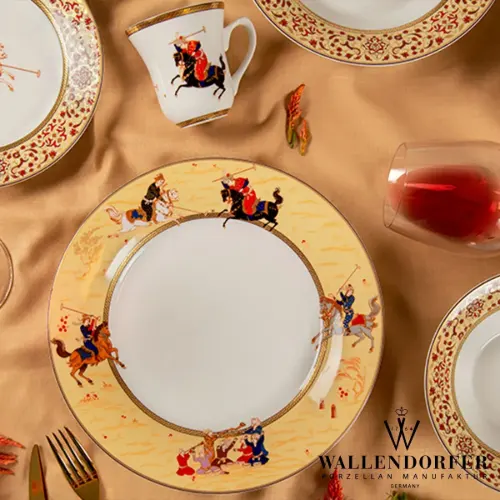 جزییات سرویس چینی والندورفر Wallendorfer شهرزاد طرح چوگان 12 نفره
