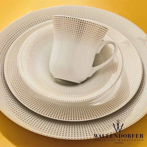 جزییات سرویس چینی والندورفر Wallendorfer شهرزاد طرح مریدین طلایی 12 نفره