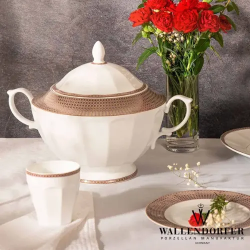 سرویس چینی والندورفر Wallendorfer نئوکلاسیک سورن طلایی 12 نفره