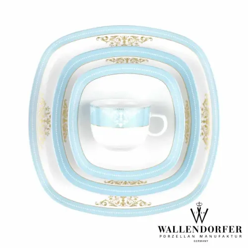 قیمت سرویس چینی والندورفر Wallendorfer کواترو طرح آرمیتاژ فیروزه ای 12 نفره