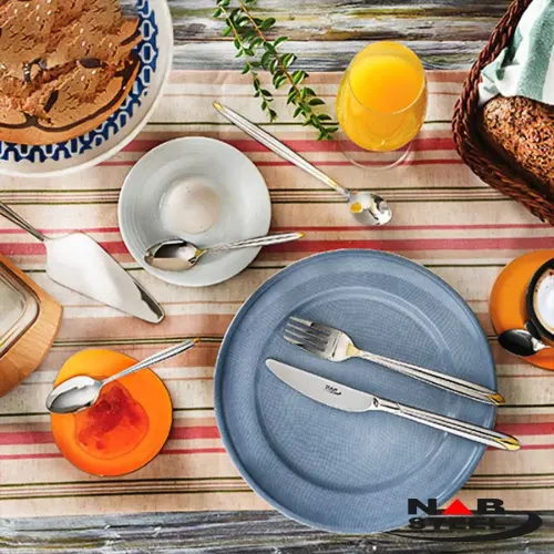 کیفیت سرویس 116 پارچه ناب استیل مدل پالرمو دورطلایی جعبه کادویی