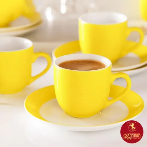 سرویس 12 پارچه قهوه خوری چینی زرین ایتالیا اف طرح آفتاب