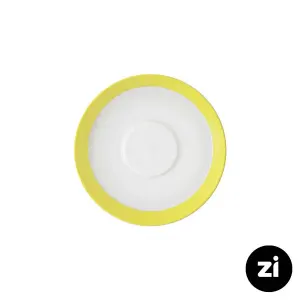 نعلبکی زیر استکانی چینی زرین (Zi) فرم اس سایز 12 طرح پاستل لیمویی