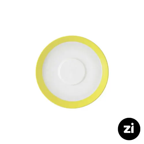 نعلبکی زیر استکانی چینی زرین (Zi) فرم اس سایز 12 طرح پاستل لیمویی