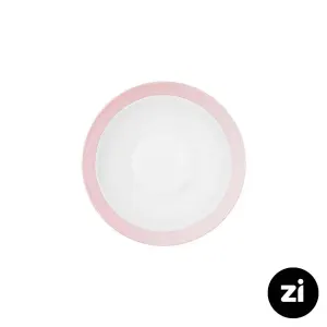 نعلبکی زیر استکانی چینی زرین (Zi) فرم اس سایز 12 طرح پاستل صورتی