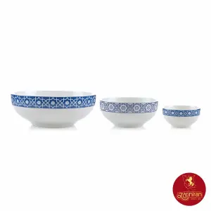 سرویس پیاله چینی زرین ایتالیا اف طرح میبد سرمه ای 13 پارچه
