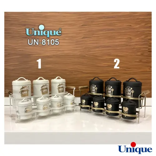ست ادویه یونیک 7 عددی پایه دار درب فلزی UN-8105