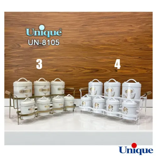 ست ادویه یونیک 7 عددی پایه دار درب فلزی UN-8105