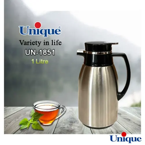 فلاسک یونیک 1 لیتر استیل شیشه صورتی UN-1851