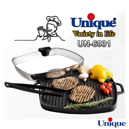تابه گریل چدنی یونیک مربع 28 سانتیمتری UN-6031