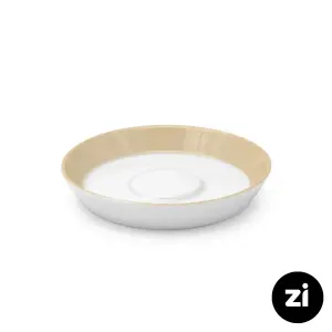 نعلبکی زیر استکانی چینی زرین (Zi) فرم اس سایز 12 طرح پاستل کرم