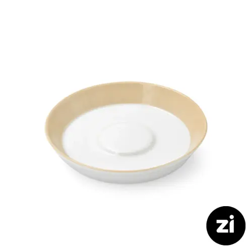 نعلبکی زیر استکانی چینی زرین (Zi) فرم اس سایز 12 طرح پاستل کرم
