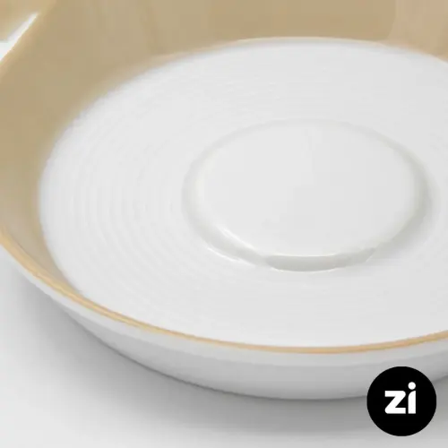 نعلبکی زیر استکانی چینی زرین (Zi) فرم اس سایز 15 طرح پاستل کرم