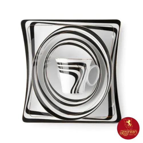 سرویس چینی زرین وینچی طرح زیبرا 12 نفره 97 پارچه