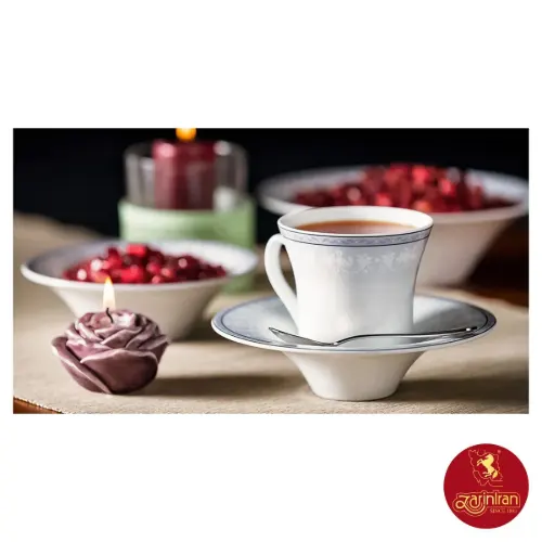 سرویس چای خوری چینی زرین شهرزاد طرح وایت رز 12 پارچه