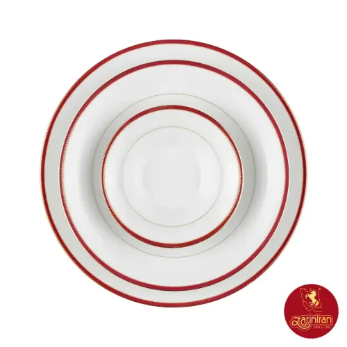 حاشیه ارغوانی سرویس چینی زرین شهرزاد طرح سپینود 6 نفره 35 پارچه
