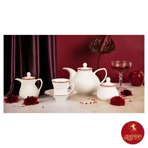 چای خوری سرویس چینی زرین شهرزاد طرح سپینود ارغوانی 6 نفره 35 پارچه