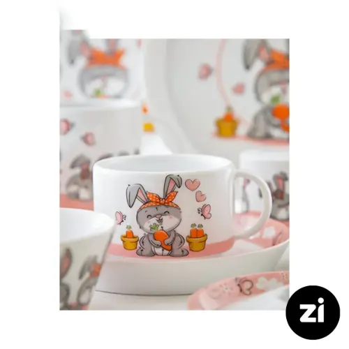 فنجان چایخوری چینی زرین (Zi) فرم اس طرح هپی ربیت سایز 8