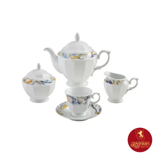 خرید سرویس چینی زرین نئوکلاسیک طرح گلداستون 12 نفره 103 پارچه