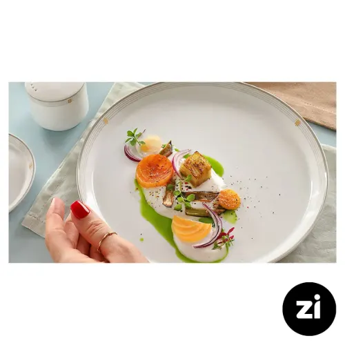 بشقاب گود چینی زرین فرم اس طرح اپرا سایز 19