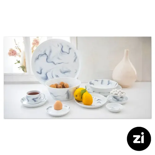 بشقاب تخت چینی زرین Zi فرم اس طرح بلو استون سایز 9