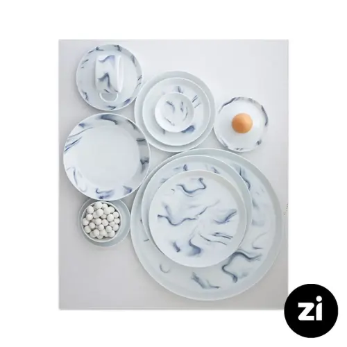 بشقاب تخت چینی زرین Zi فرم اس طرح بلو استون سایز 9