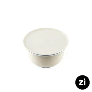 کاسه در دار چینی زرین مارک زی سایز کوچک طرح پاستل کرم