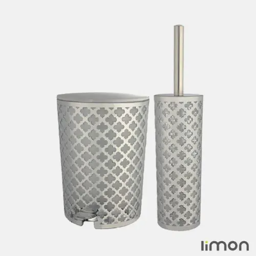 سطل و فرچه لیمون طرح گل نقره ای 1820