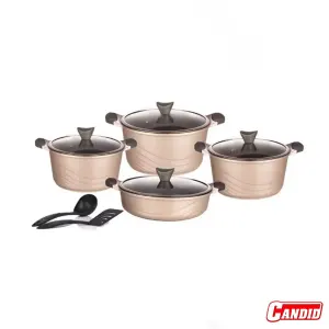 خرید سرویس قابلمه گرانیتی 10 پارچه کاندید مدل اوشن رنگ بژ