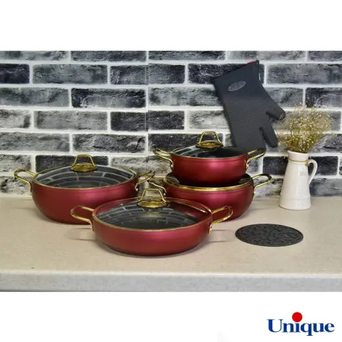 سرویس قابلمه 8 پارچه یونیک مدل مسی خمره ای UN-8357