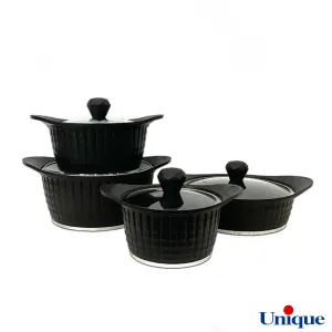سرویس قابلمه 8 پارچه یونیک مدل نگینی مشکی UN-8200
