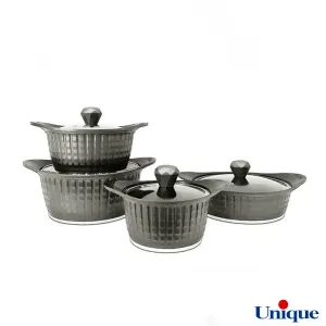 سرویس قابلمه 8 پارچه یونیک مدل نگینی طوسی UN-8201