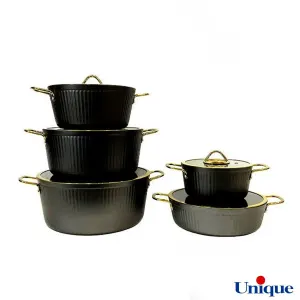 خرید سرویس قابلمه یونیک فلورانس مشکی 10 پارچه UN-8401