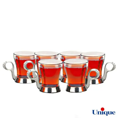 ست چای خوری نگین دار نقره ای یونیک UN-3697