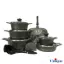 سرویس قابلمه گرانیتی یونیک 15 پارچه کلاسیک طوسی UN-7777