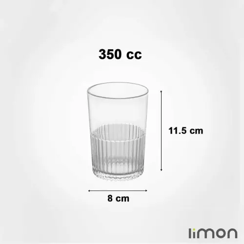 لیوان شیشه ای لیمون شیاردار 350 سی سی 6 عددی 2216
