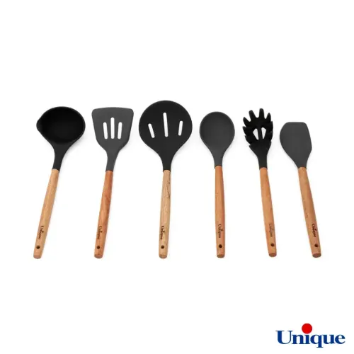 کفگیر و ملاقه یونیک سیلیکونی دسته چوبی UN-1170