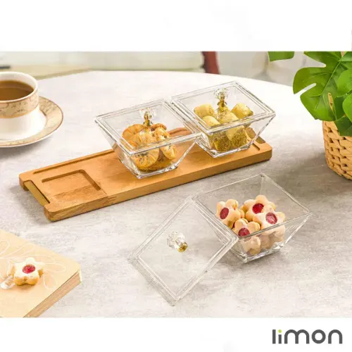 اردور خوری مربع دربدار 3 خانه پایه چوبی 2242