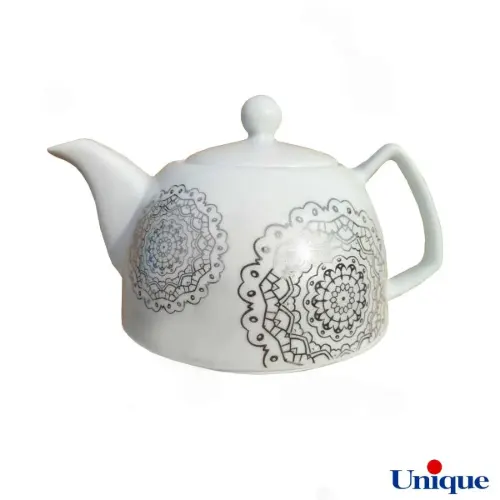 قوری چینی یونیک مدل ماندالا سیلور UN-7542