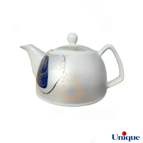 قوری چینی یونیک مدل آبرنگ سیلور UN-7542