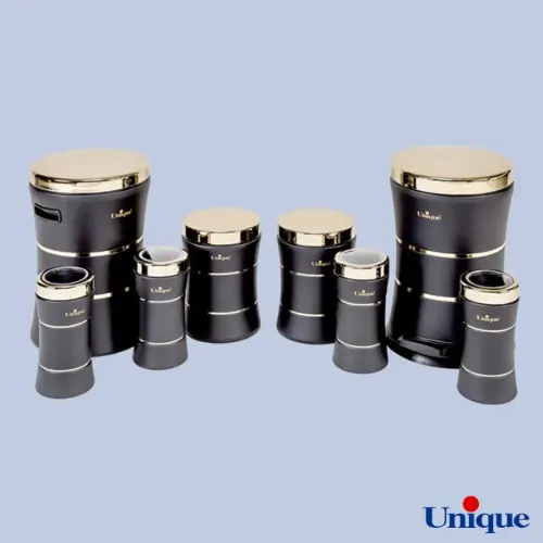 سرویس 18 پارچه کمر باریک خطی مشکی براق درب استیل یونیک UN-4571