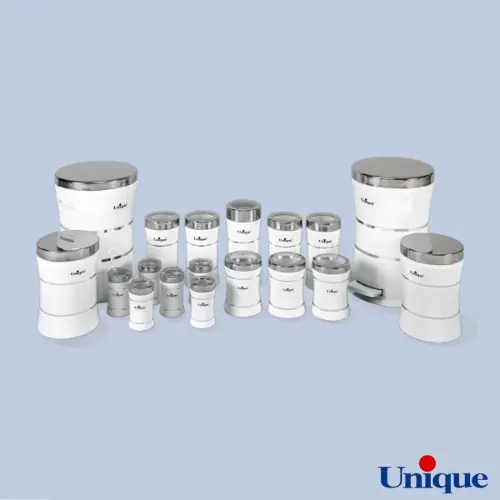 سرویس 18 پارچه کمر باریک خطی سفید استیل یونیک UN-4593