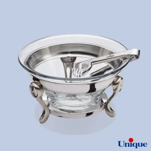 سالادخوری یونیک با انبر نگین دار نقره ای UN-3618