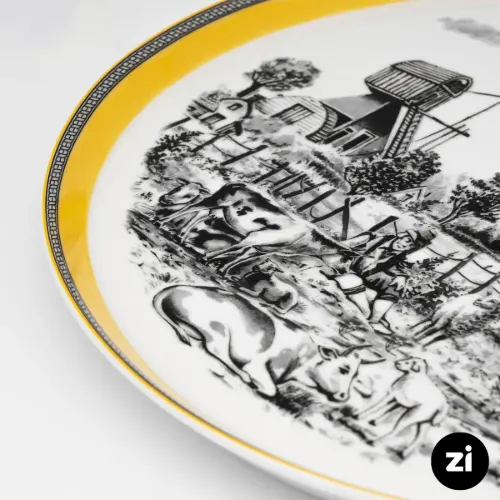 بشقاب تخت چینی زرین Zi فرم اس ویلیج سایز 33