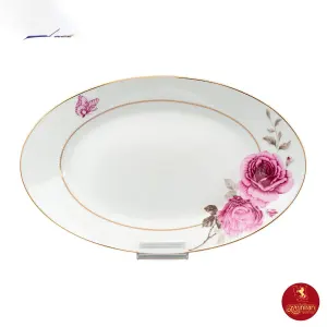 دیس چینی زرین ایتالیا اف طرح رزفلاور طلایی سایز 38