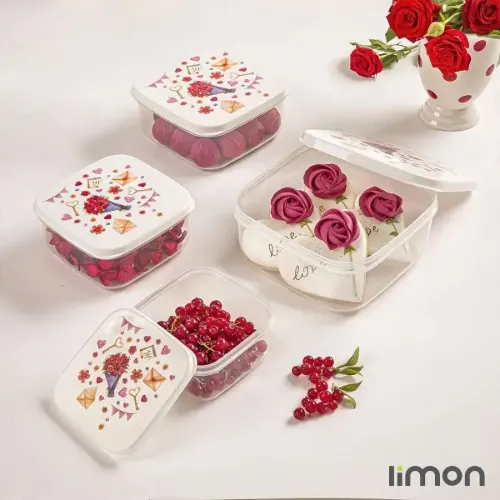 ست ظرف غذا لیمون مربع چاپدار 2231