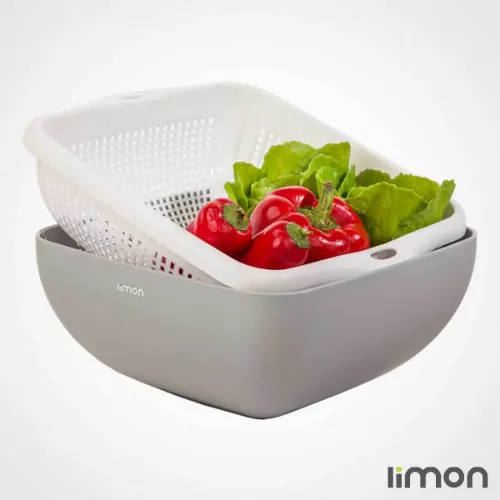 ست کاسه و آبکش چهارگوش 2 لیمون 0574